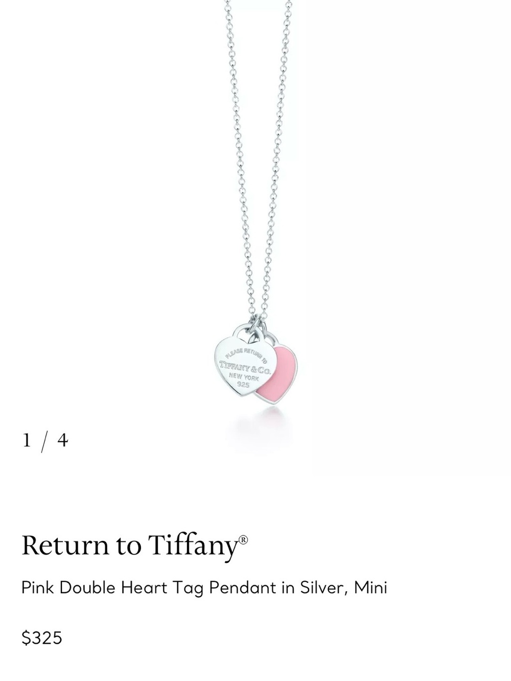 TIFFANY & CO. Sterling Silver Double Heart Necklace with Pink Enamel - Picture 6 of 7
